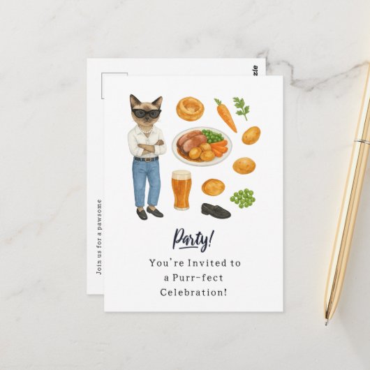 Sunday Roast Party Een Brits Feest voor Kattenlief Briefkaart (Voorkant / Achterkant in situ)