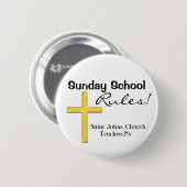 Sunday School Heilige Kruis Ronde Button 5,7 Cm (Voorkant /achterkant)