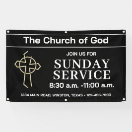 Sunday Service Church Banner With Your Logo
