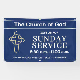 Sunday Service Church Banner With Your Logo