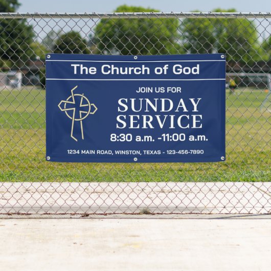 Sunday Service Church Banner With Your Logo (Insitu)
