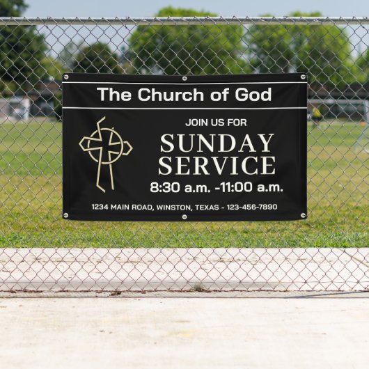 Sunday Service Church Banner With Your Logo (Insitu)