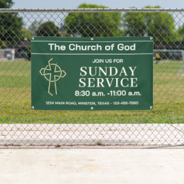 Sunday Service Church Banner With Your Logo