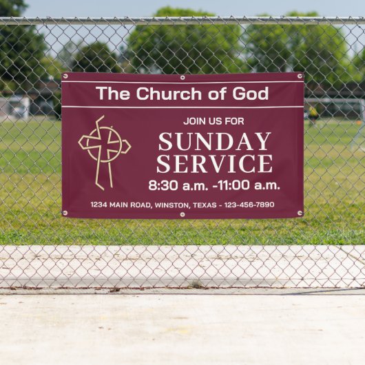 Sunday Service Church Banner With Your Logo (Insitu)