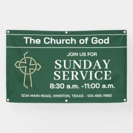 Sunday Service Church Banner With Your Logo