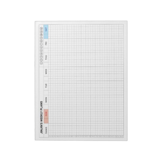 SUNDAY Start Weekplan Minimalistische GRID-indelin Notitieblok (Linkerzijde)