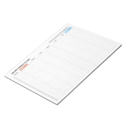 SUNDAY Start Weekplan Minimalistische GRID-indelin Notitieblok (Schuin)