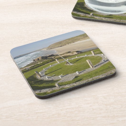 Sundial and Perran Beach, Perranporth, Cornwall, Bier Onderzetter (Linkerzijde)