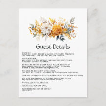 Sundial Floral bruiloft Gast Details