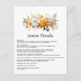 Sundial Floral bruiloft Gast Details Informatiekaartje