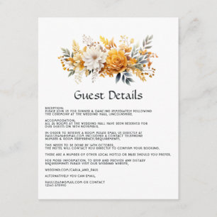 Sundial Floral bruiloft Gast Details Informatiekaartje