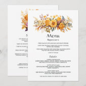 Sundial Floral bruiloft Menu (Voorkant / Achterkant)