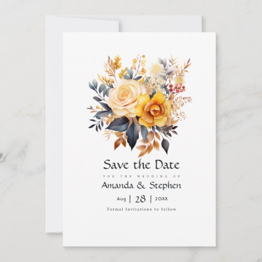 Sundial Floral bruiloft Save The Date (Voorkant)