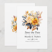 Sundial Floral bruiloft Save The Date (Voorkant / Achterkant)