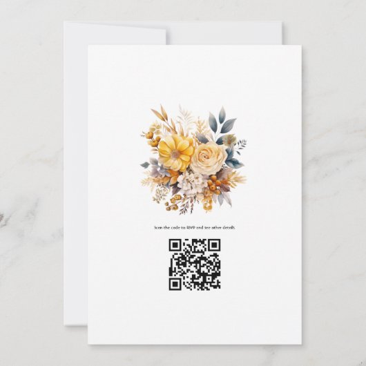 Sundial Floral bruiloft uitnodiging (Achterkant)