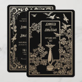 Sundial Garden Wedding Invitations Gold Folie Kaart (Voorkant / Achterkant)