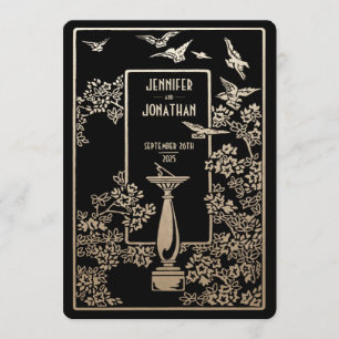 Sundial Garden Wedding Invitations Gold Folie Kaart