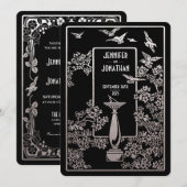 Sundial Garden Wedding Invitations Silver Foil Kaart (Voorkant / Achterkant)