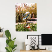 Sundial in een tuin van Guernsey Poster (Thuiskantoor)