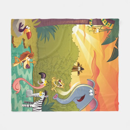 Sundown at the Water Hole Fleece Deken (Voorkant (Horizontaal))