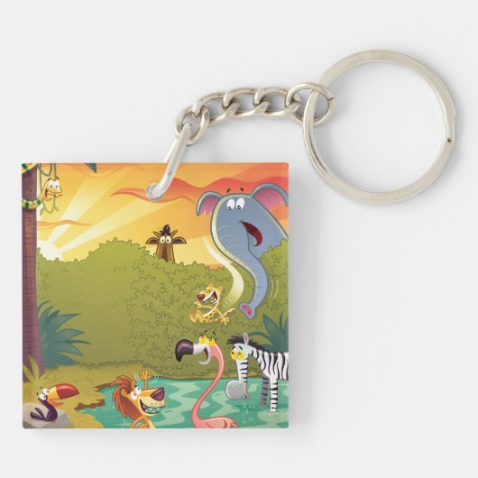 Sundown at the Water Hole Sleutelhanger (Achterkant)