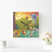 Sundown at the Water Hole Vierkante Klok (Huis)