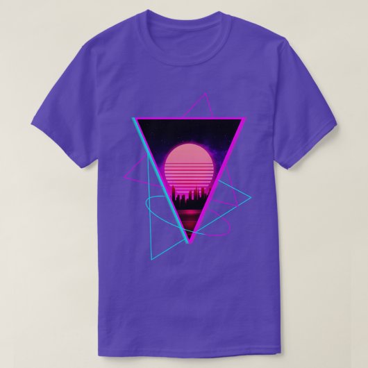 Sundown City Outrun Synthwave Retro Futurisme T-shirt (Design voorkant)