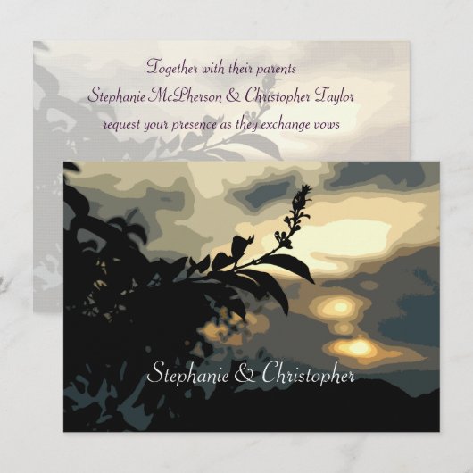 Sundown Silhouette Wedding Custom Invitations Kaart (Voorkant / Achterkant)
