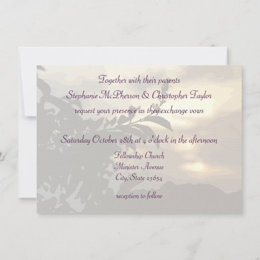 Sundown Silhouette Wedding Custom Invitations Kaart (Achterkant)