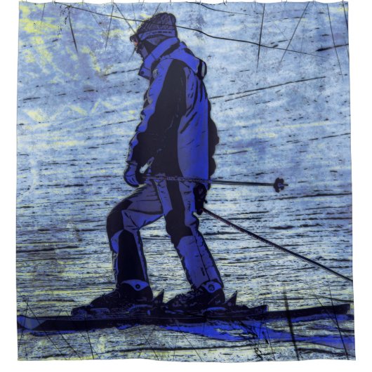 Sundown Skier Douchegordijn (Voorkant)