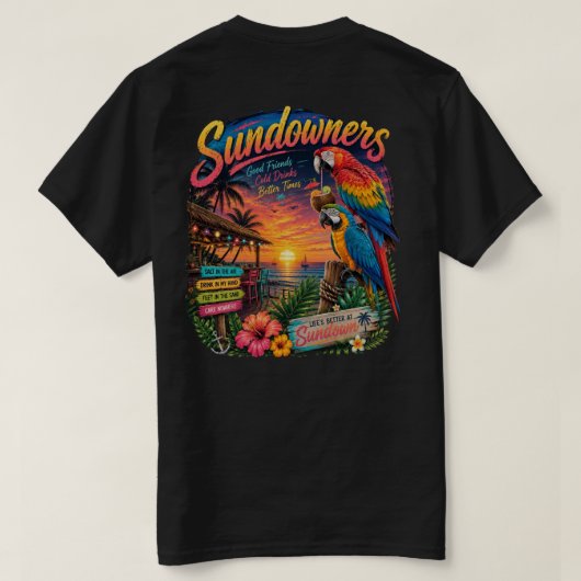 Sundowners Levendige Kleur T-shirt (Design achterkant)
