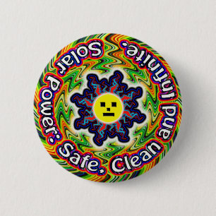 Sunface - Zonne-energie Ronde Button 5,7 Cm