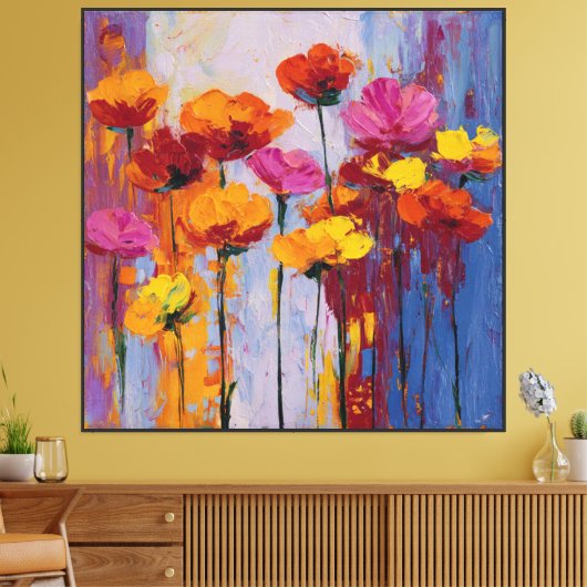 Sunfire Garden Abstracte Bloem Canvas Afdruk (Insitu (Woonkamer))