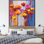 Sunfire Garden Abstracte Bloem Canvas Afdruk (Insitu (Slaapkamer))