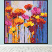 Sunfire Garden Abstracte Bloem Canvas Afdruk (Insitu (Houten vloer))