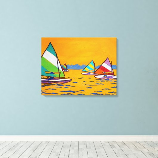 Sunfish zeilboot race canvas afdruk (Insitu (Houten vloer))