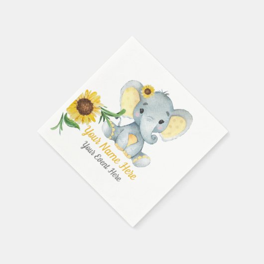Sunflow Olifant Meisje Servetten Baby shower Verja (Hoek)