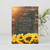 Sunflower 25th Wedding Jubileum Rustic Herfst Kaart (Staand voorkant)