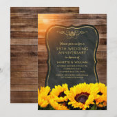 Sunflower 25th Wedding Jubileum Rustic Herfst Kaart (Voorkant / Achterkant)