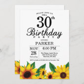 Sunflower 30th Birthday Invitation Kaart (Voorkant / Achterkant)