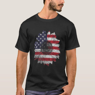 Sunflower 4th Of July  Women American Flag Patriot T-shirt
