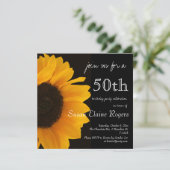 Sunflower 50th Birthday Invitation Kaart (Staand voorkant)