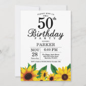 Sunflower 50th Birthday Invitation Kaart (Voorkant)