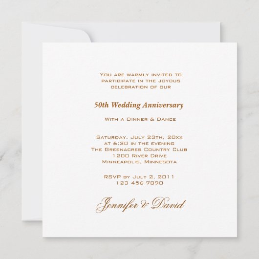 Sunflower 50th Wedding Jubileum Uitnodiging (Achterkant)