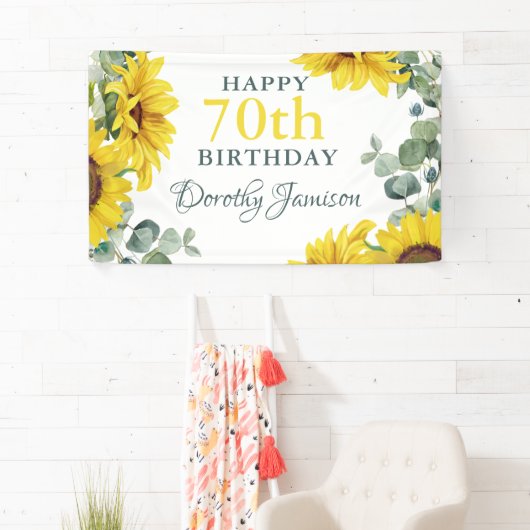Sunflower 70th Birthday Party Spandoek (Insitu)