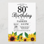 Sunflower 80th Birthday Invitation Kaart<br><div class="desc">Sunflower 80th Birthday Invitation. Floral Flowers en White Background landretro. Vrouwendag. 12e 13e 15e 16e 18e 21e 30e 40e 50e 60e 70e 90e 100e, om het even welke leeftijd. Afdrukbaar digitaal. Voor verdere aanpassing, te klikken gelieve de knoop "van de Aanpassing het"en ons ontwerphulpmiddel te gebruiken om deze sjabloon te...</div>