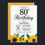 Sunflower 80th Birthday Invitation Kaart<br><div class="desc">Sunflower 80th Birthday Invitation. Floral Flowers en White Background landretro. Vrouwendag. 12e 13e 15e 16e 18e 21e 30e 40e 50e 60e 70e 90e 100e, om het even welke leeftijd. Afdrukbaar digitaal. Voor verdere aanpassing, te klikken gelieve de knoop "van de Aanpassing het"en ons ontwerphulpmiddel te gebruiken om deze sjabloon te...</div>