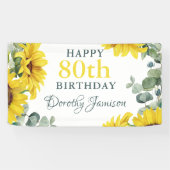 Sunflower 80th Birthday Party Spandoek (Horizontaal)