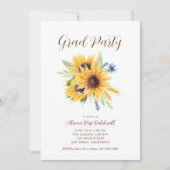 Sunflower Afstuderen Invitation, Foto Afstudeerder Kaart (Voorkant)