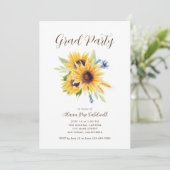 Sunflower Afstuderen Invitation, Foto Afstudeerder Kaart (Staand voorkant)